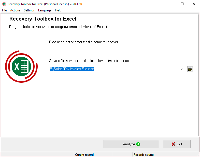 استعادة ملف Excel