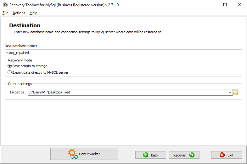 أداة إصلاح MySQL